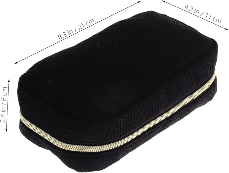 Large Corduroy Makeup Bag Travel Cosmetic Organizer Toiletry Pouch For Women - Image 2